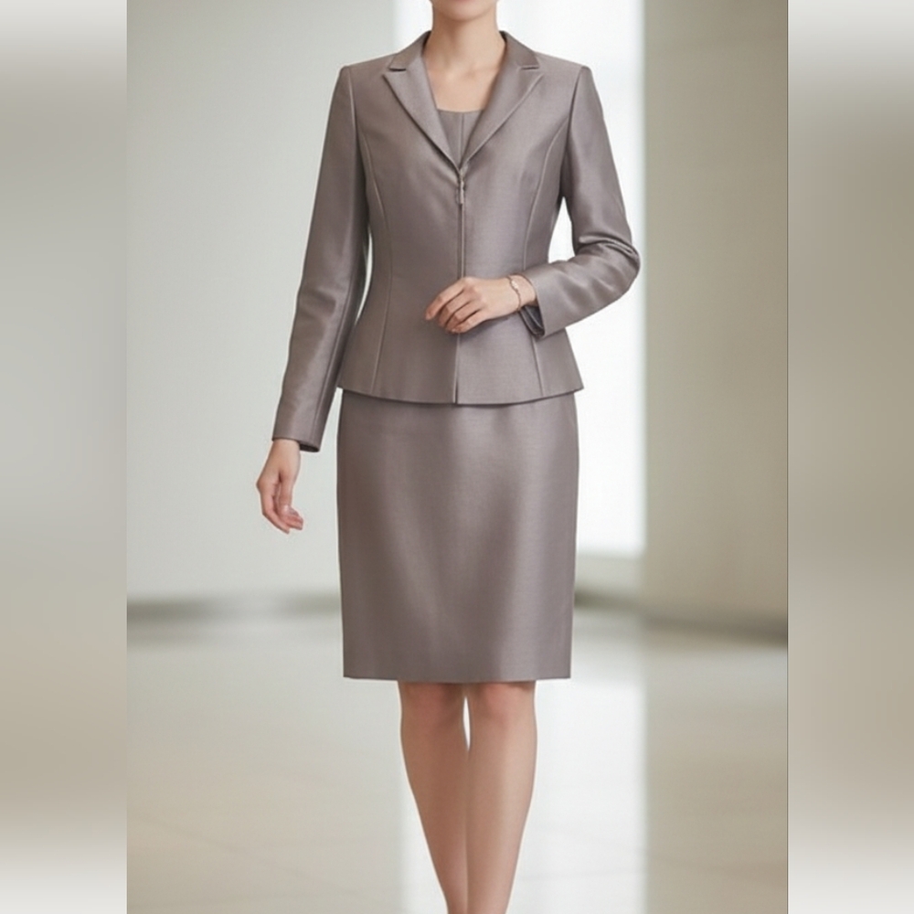 Calvin Klein Taupe Women's Peplum Blazer and Skirt Suit